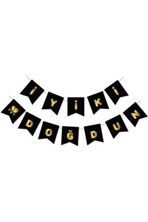 İyi ki Doğdun Banner Yaldızlı Gold