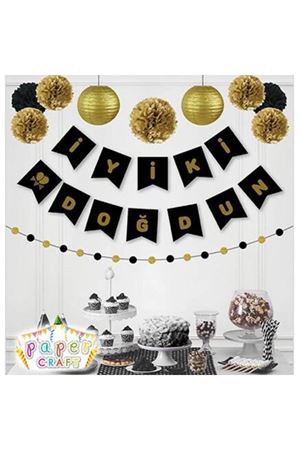 İyi ki Doğdun Banner Yaldızlı Gold