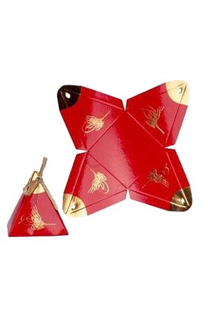 Varaklı Piramit Lokumluk Kırmızı 25 Adet