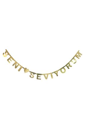 Seni Seviyorum Altın Metalik Banner