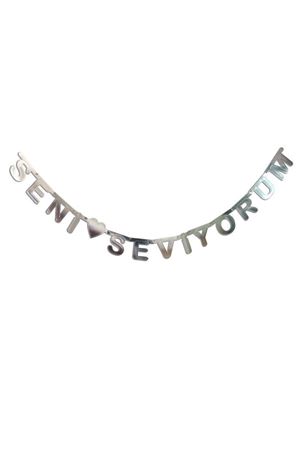 Seni Seviyorum Gümüş Metalik Banner