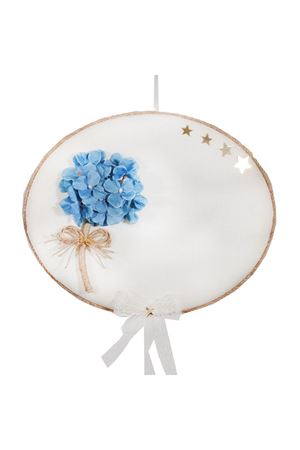 Bebek Kapı Süsü Oval Keten Mavi