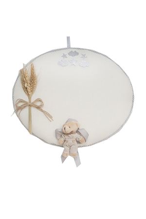 Bebek Kapı Süsü Başaklı Oval Gümüş