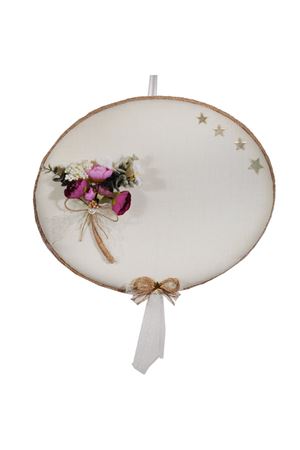 Bebek Kapı Süsü Oval Keten Krem