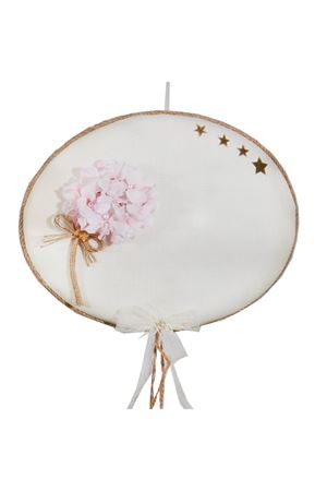 Bebek Kapı Süsü Oval Keten Pembe