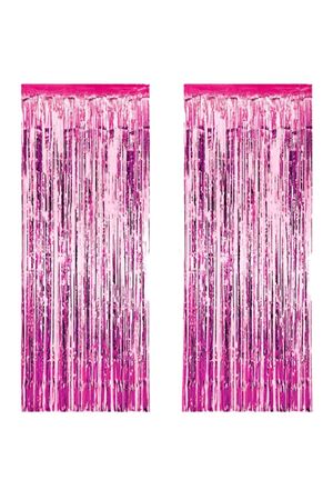 Metalize Arka Fon Perde Pembe