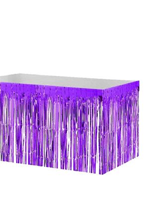 Püsküllü Metalize Masa Eteği Mor