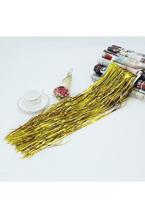 Püsküllü Metalize Masa Eteği Gold