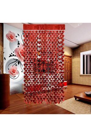 Metalize Kalpli Kapı Duvar Perdesi Kırmızı