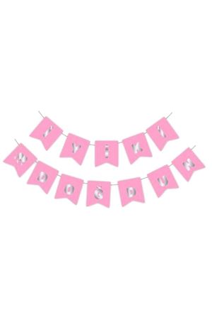 İyi ki Doğdun Gümüş Yaldızlı Pembe Banner