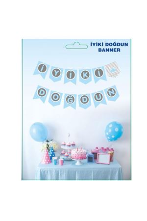 İyi ki Doğdun Kral Taçlı Mavi Banner