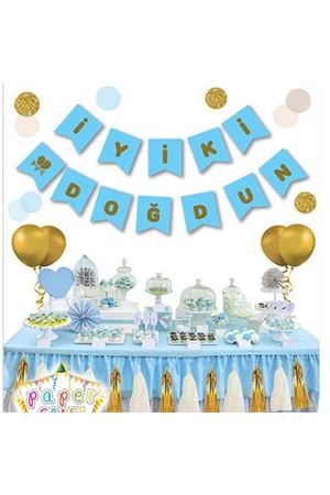 İyi ki Doğdun Gold Yaldızlı Mavi Banner