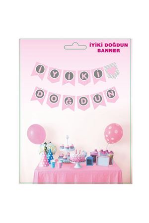 İyi ki Doğdun Kalpli Pembe Banner