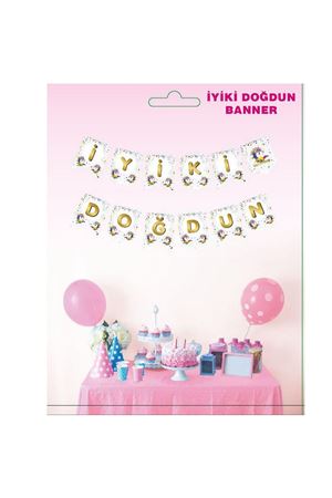Unicorn İyi ki Doğdun Banner Beyaz