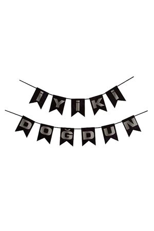 İyi ki Doğdun Gümüş Siyah Banner