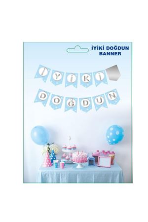 İyi ki Doğdun Gümüş Mavi Banner