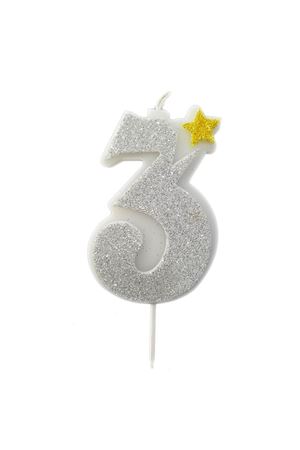 Rakam Mum Simli Eva 3 Yaş Gümüş Renk