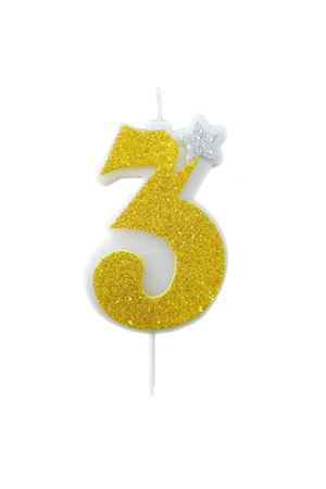 Rakam Mum Simli Eva 3 Yaş Altın Renk
