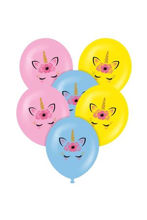 Renkli Unicorn Baskılı Balon 100 Adet