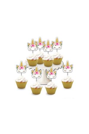 Çiçekli Unicorn Simli Eva Kürdan 8 Adet