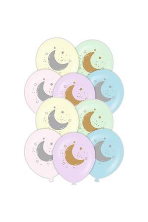 Yarım Ay Baskılı Makaron Balon 100 Adet