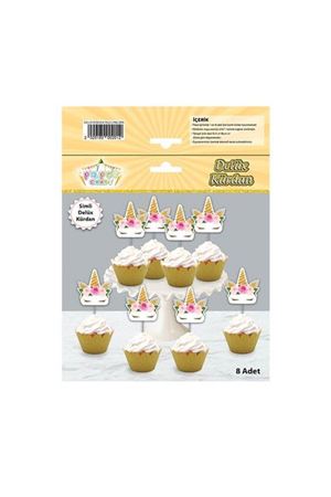 Çiçekli Unicorn Simli Eva Kürdan 8 Adet