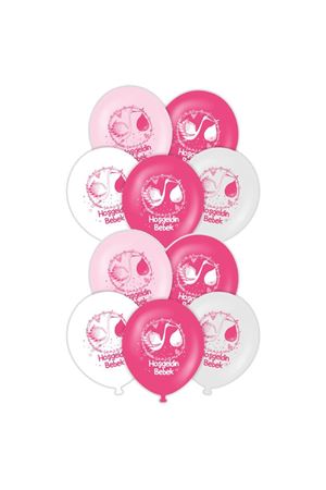 Hoş Geldin Bebek Baskılı Pembe Balon 100 Adet