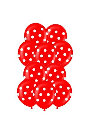 Beyaz Puantiyeli Kırmızı Balon 100 Adet