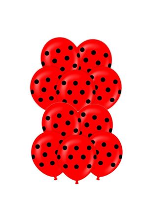 Siyah Puantiyeli Kırmızı Balon 100 Adet