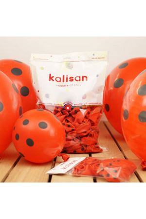Siyah Puantiyeli Kırmızı Balon 100 Adet