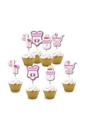 Hoş Geldin Simli Eva Kürdan Pembe 8 Adet