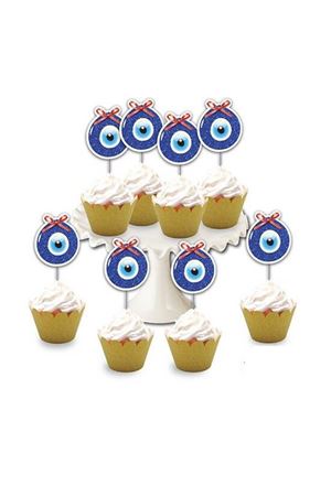 Nazar Boncuğu Simli Eva Kürdan 8 Adet