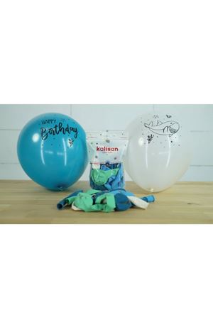 Happy Birthday Shark Baskılı Balon 100 Adet