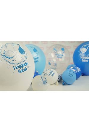 Hoş Geldin Bebek Baskılı Mavi Balon 100 Adet