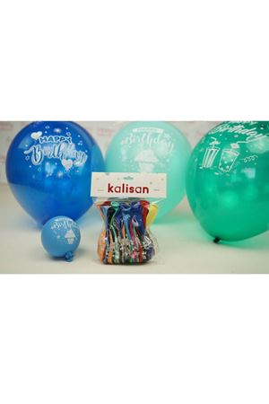Happy Birthday Baskılı Renkli Balon 100 Adet