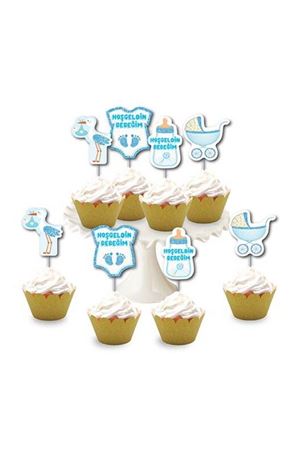 Hoş Geldin Simli Eva Kürdan Mavi 8 Adet