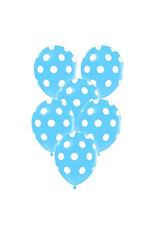 Beyaz Puantiyeli Mavi Balon 100 Adet