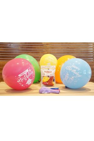 Happy Birthday Baskılı Renkli Balon 100 Adet