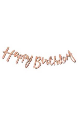 Happy Birthday Rose Gold Kaligrafi Banner