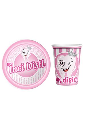Diş Buğdayı Tabak Bardak Set Pembe 8 Adet