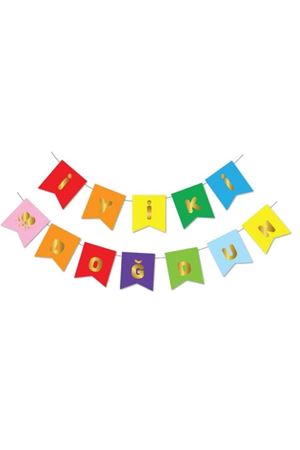 Renkli İyi Ki Doğdun Banner Gold