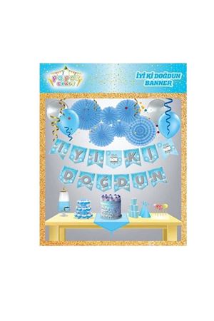 Mavi Gümüş İyi Ki Doğdun Banner