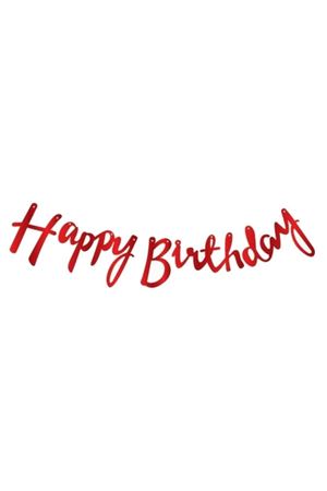 Happy Birthday Kırmızı Kaligrafi Banner