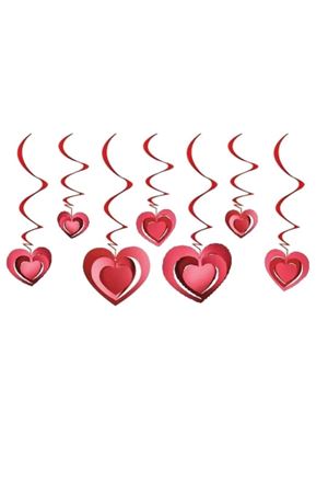3D Kalp Asmalı Tavan Süsü Kırmızı