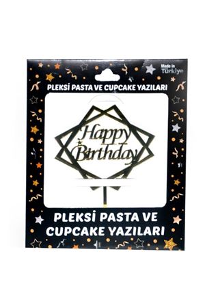 Happy Birthday Çerçeveli Pleksi Gold