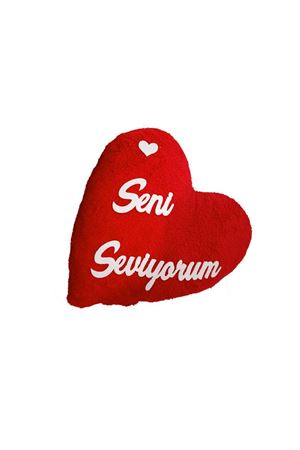 Seni Seviyorum Peluş Kalp Yastık 30 cm