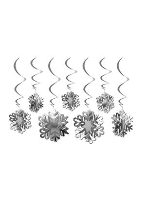 3D Kar Tanesi Asmalı Tavan Süsü Gümüş