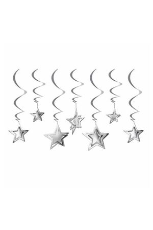 3D Yıldız Asmalı Tavan Süsü Gümüş