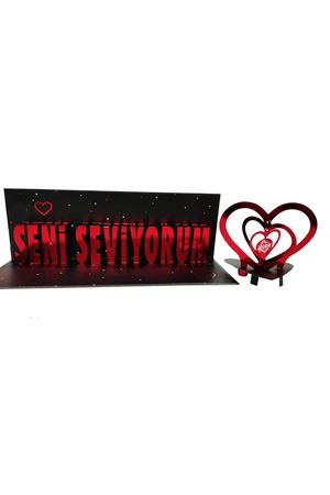 Seni Seviyorum 3D Masa Üstü Banner Set