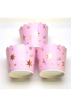 Gold Yıldızlı Pembe Cupcake Kabı
